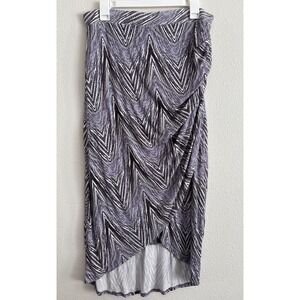 Maeve Anthropologie Women's Large Purple Chevron Ruffle Wrap Midi Skirt Lined